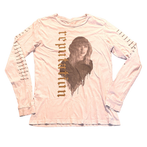 Taylor Swift Reputation Tour Long Sleeve Tee Shirt Cities Down Sleeves White